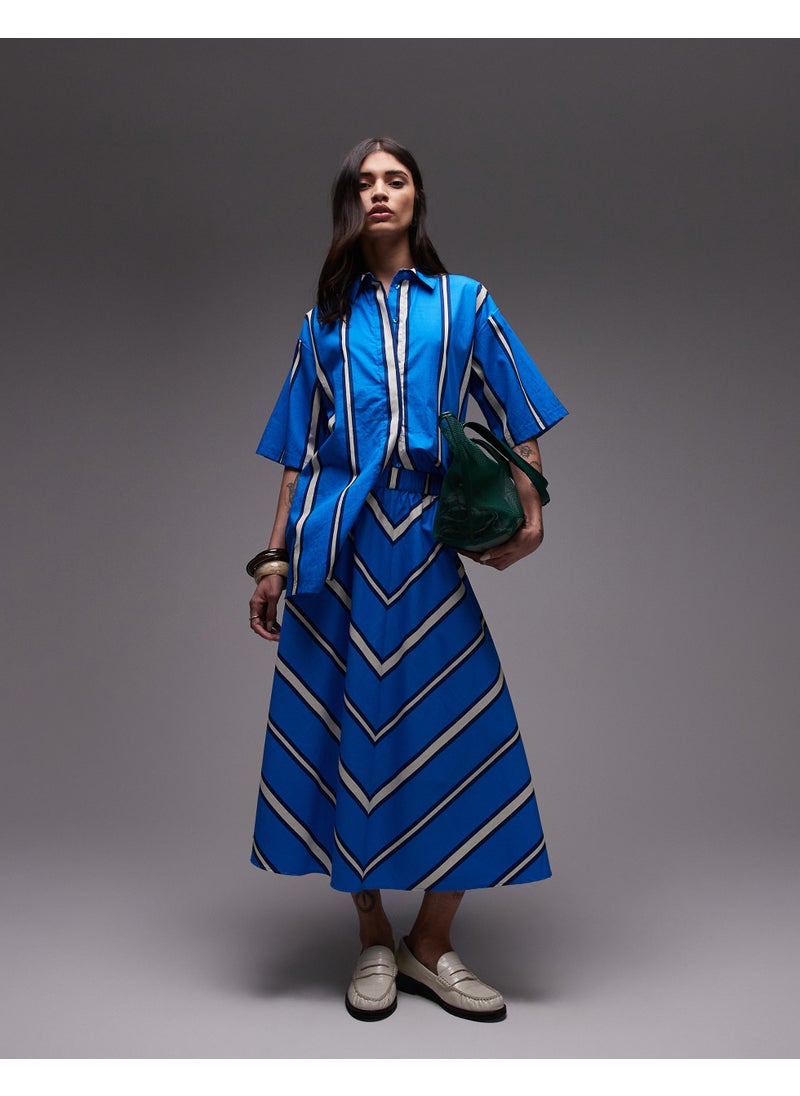 TOPSHOP Topshop co-ord poplin chevron stripe full skirt in  - Image 1