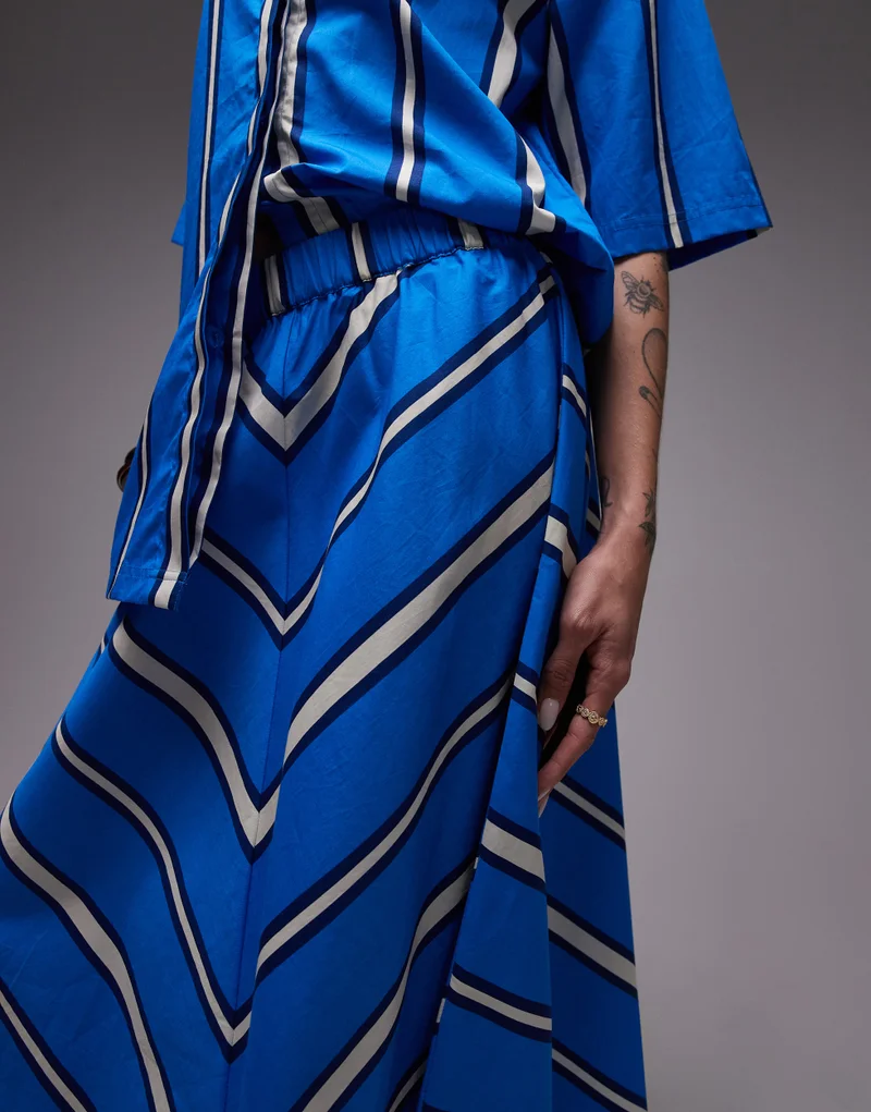 TOPSHOP Topshop co-ord poplin chevron stripe full skirt in