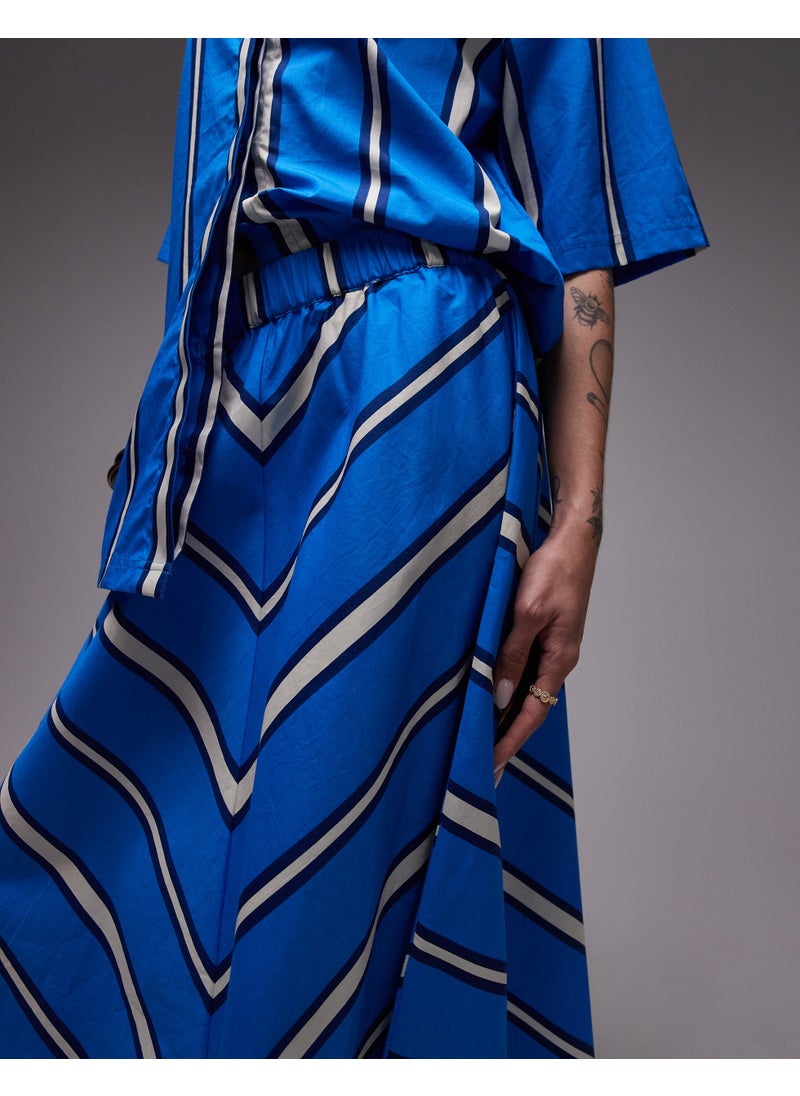 TOPSHOP Topshop co-ord poplin chevron stripe full skirt in  - Image 3