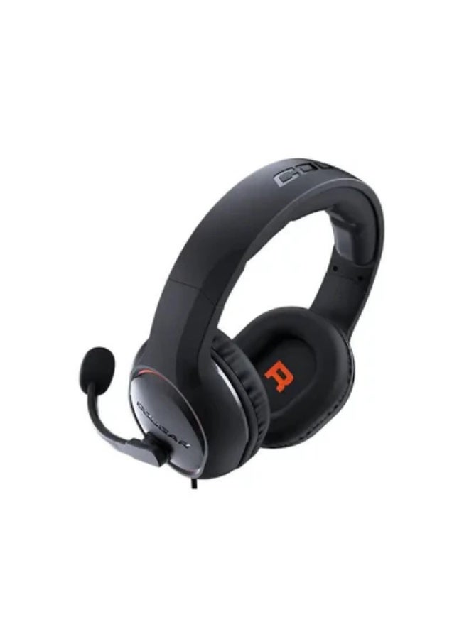 كوجار سماعة ألعاب كوغار HX330 فوق الأذن - أسود سماعات رأس ستيريو سلكية مزودة بمحركات 50 مم، وميكروفون 9.7 مم بتقنية إلغاء الضوضاء، ووسادات أذن من إسفنج الذاكرة، وعصابة رأس قابلة للتعديل، وإضاءة RGB - Image 2