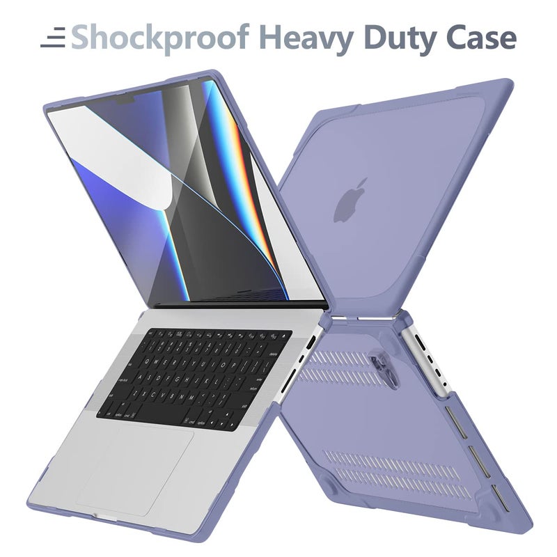 Batianda Heavy Duty Case for New MacBook Pro 16 inch 2024 M4 2023 M3 2021 M2 Pro Max- Ergonomic Foldable Kickstand (Holds 22lbs/Zero Wobble) Matte Rugged Armor Cover with Spare Parts, Lavender Grey - Image 5