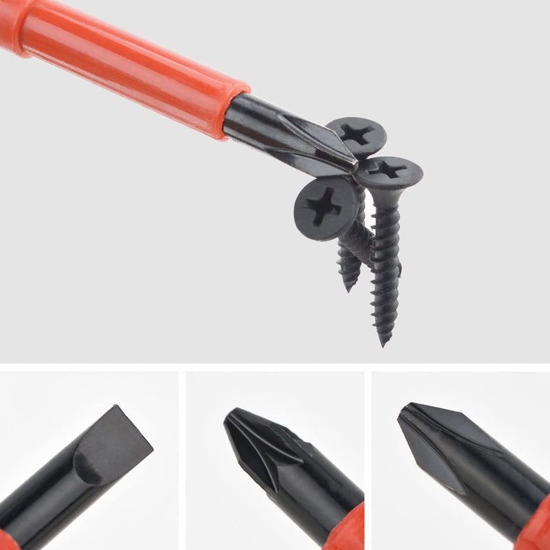 Gunpla 11 Pieces VDE Insulated Screwdriver Set, 1000V with Black Tip Magnetic, TPR Handle Electrician Soft-Grip Slotted Phillips and Pozi Tools with Safety Tester for Electrician Repair - Image 3