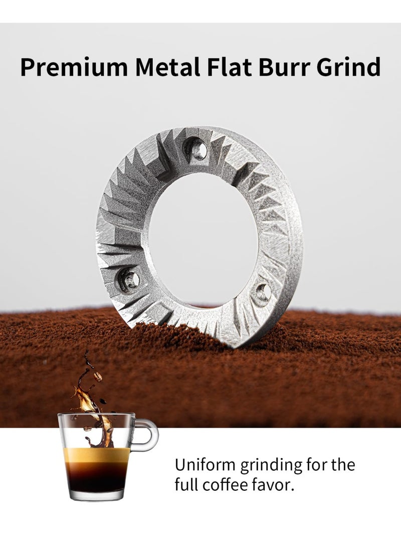 DIYANOO Electric Burr Coffee Grinder, 40 Grind Settings & 50s Timer, Flat Burr Mill for Espresso to French Press, One-Touch Operation, Low Noise & Minimal Static - Image 2