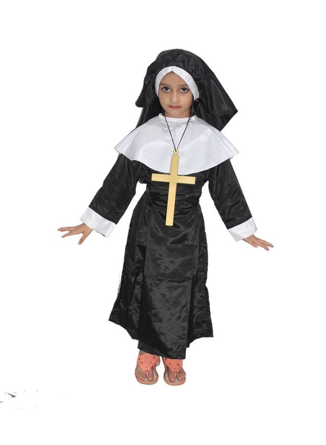 Kaku Fancy Dresses Kaku Fancy Dresses Our Community Helper Nun Costume, Catholic Sister Gown For Girls - Black & White, 5-6 Years - Image 1