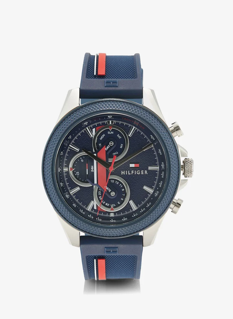 Tommy Hilfiger Mens Analog Multifunction Quartz Watch With Blue Silicone Bracelet - 1792083