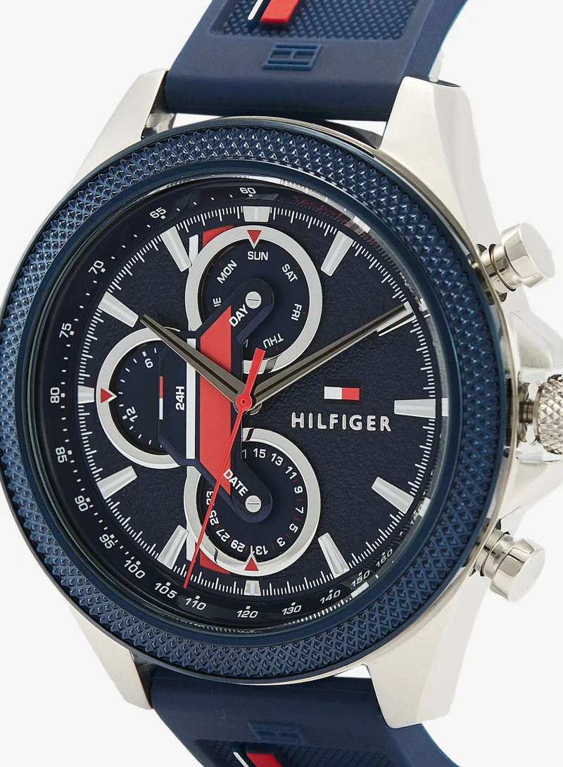 Tommy Hilfiger Mens Analog Multifunction Quartz Watch With Blue Silicone Bracelet - 1792083