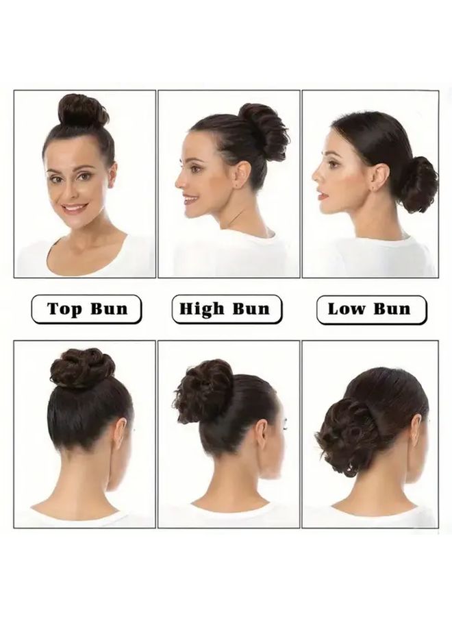 Messy Bun Chignon Donut Hair Pad Elastic Rope Rubber Band For Women Color XS02 86H10 4 Inch - Image 5