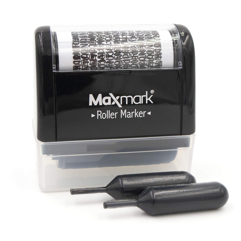 MaxMark Identity Theft Protection Stamp  Roller Stamp with Two Replacement Ink Tubes