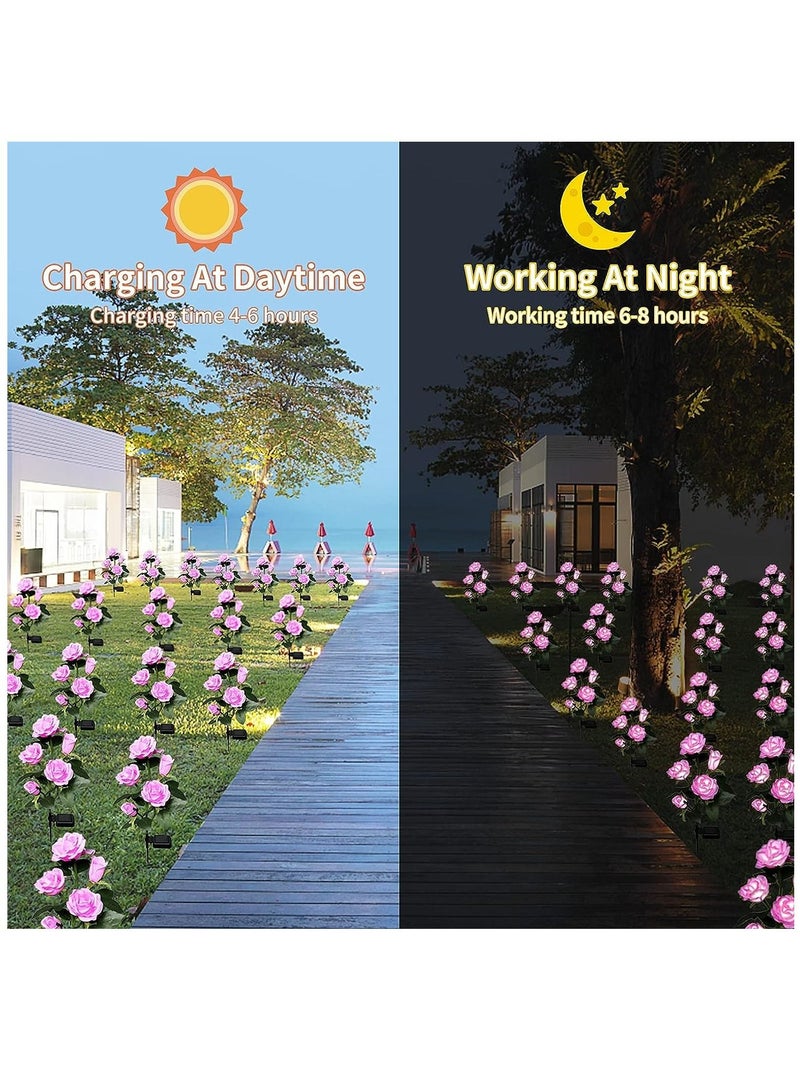 Gerenic Solar Rose Light, 5 Heads Waterproof Solar Powered Flower Lights, Rose Light for Garden Patio and more - Image 2