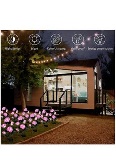Gerenic Solar Rose Light, 5 Heads Waterproof Solar Powered Flower Lights, Rose Light for Garden Patio and more  - Image 3