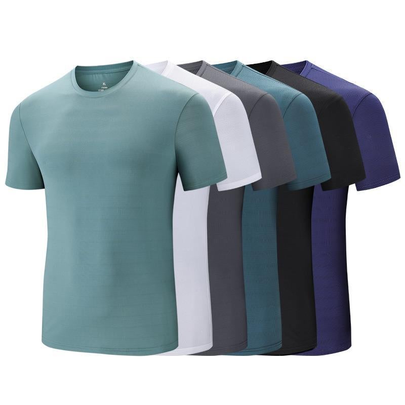 Cool Ice Silk Cotton Men's Short-sleeved T-shirt Summer White Half-sleeved Clothes Men's Solid Color Mercerized T-shirt Base Shirt - Image 2