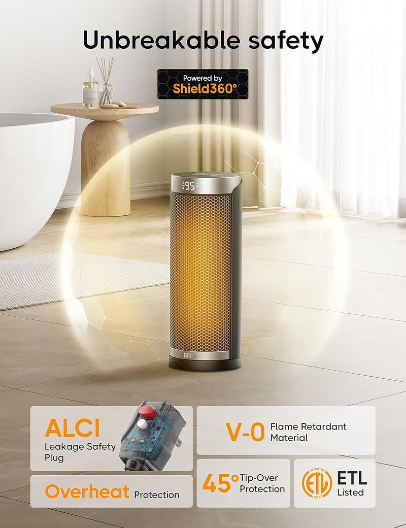 Dreo Space Heater for Bathroom and Indoor, 70°Oscillating, 5 Modes, Remote for Home Bedroom, 12H Timer, with ALCI Safety Plug - Image 5