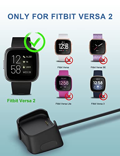 Bicmice 3.3Ft USB Charger Compatible with Fitbit Versa 2 Charger Dock Anti-Slip Replacement Smartwatch Charging Cable Stand(not for Fitbit Versa/Versa Lite) - Image 2
