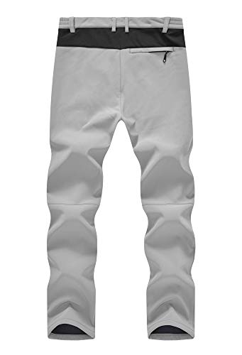 YSENTO Men's Fleece Lined Ski Snow Pants Winter Waterproof Softshell Insulated Hiking Cargo Pants Light Grey Size 34 - Image 3