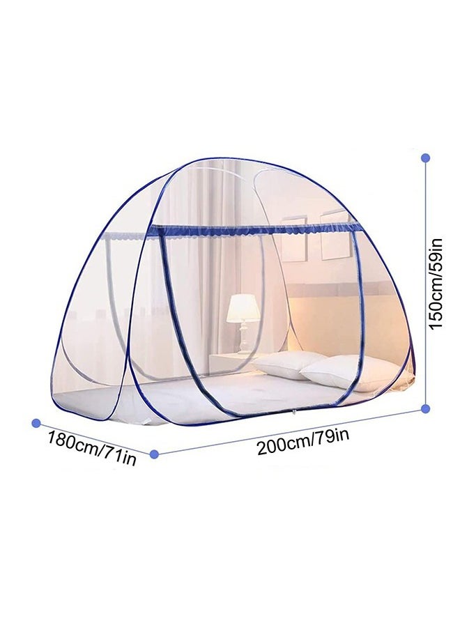 Mosquito Net Yurt Mosquito Net Portable Mosquito Net Pop Up Bed Net Tent with Bottom Folding Design Bed Canopy Double Door Zip Portable Tent for Bedroom and Outdoor Trip (Blue 180x200x150cm)
