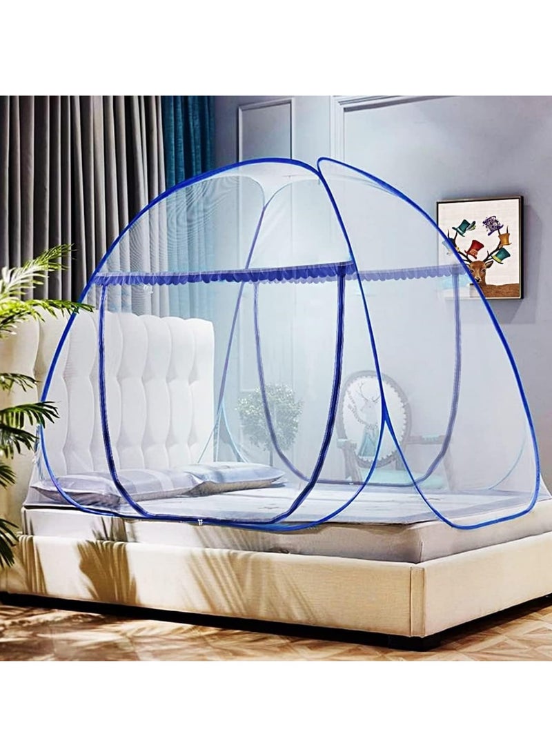 Mosquito Net Yurt Mosquito Net Portable Mosquito Net Pop Up Bed Net Tent with Bottom Folding Design Bed Canopy Double Door Zip Portable Tent for Bedroom and Outdoor Trip (Blue 180x200x150cm) - pzsku/Z987544B6B75771286EEFZ/45/_/1720690913/5e6cc304-3a4f-4ca5-a8a4-2f6d6334e713