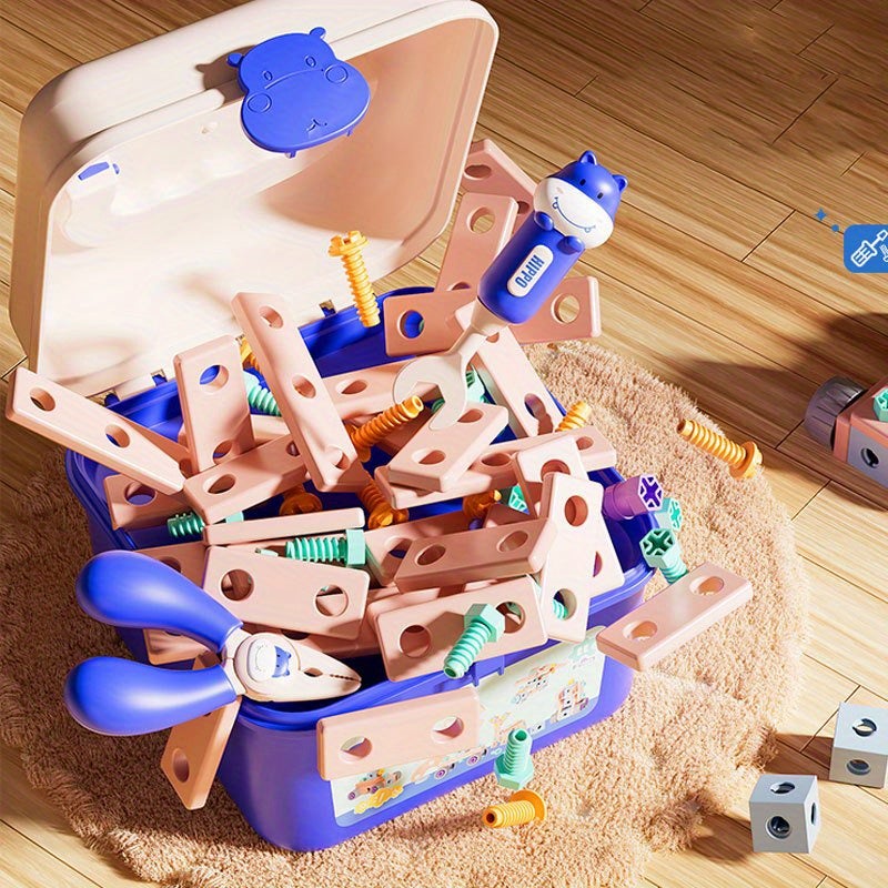 144pcs Educational Parent-Child Interactive Assembly Toolbox DIY Unscrewing Blocks Exercise Hands-On Ability, Party Love, The Perfect Gift for 3 Years Old And Above, Holiday Gift