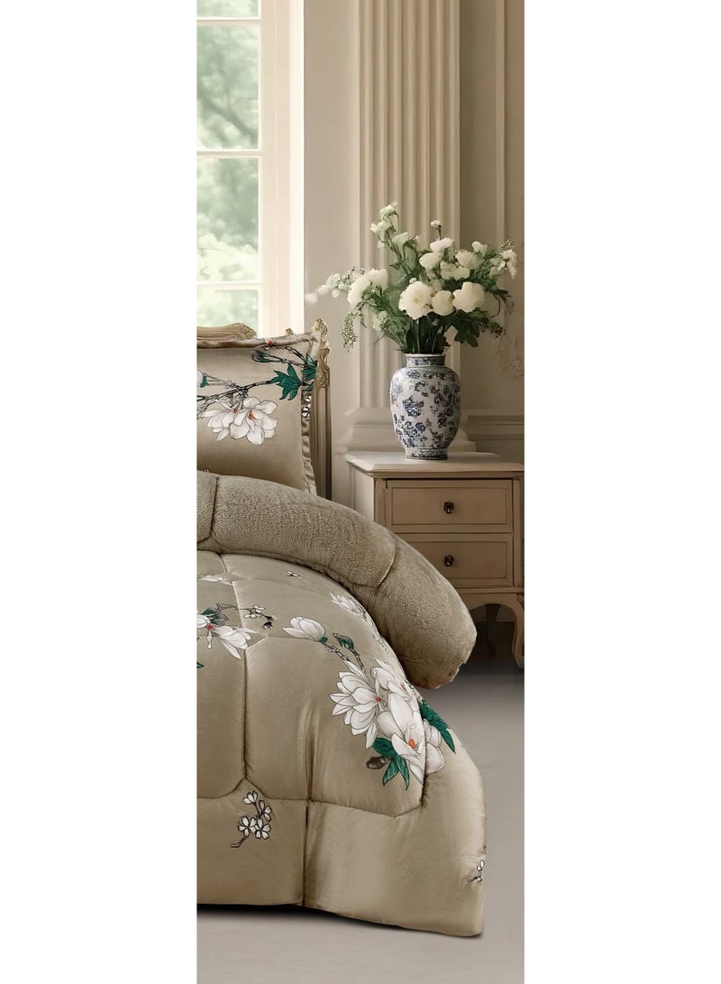 مينجلي طقم لحاف شتوي مشجر نفرين مخمل و فرو ناعم نظام 6 قطع مقاس 220*240 سم - Image 4