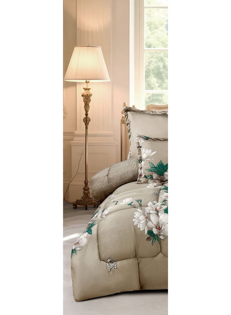 مينجلي طقم لحاف شتوي مشجر نفرين مخمل و فرو ناعم نظام 6 قطع مقاس 220*240 سم - Image 2