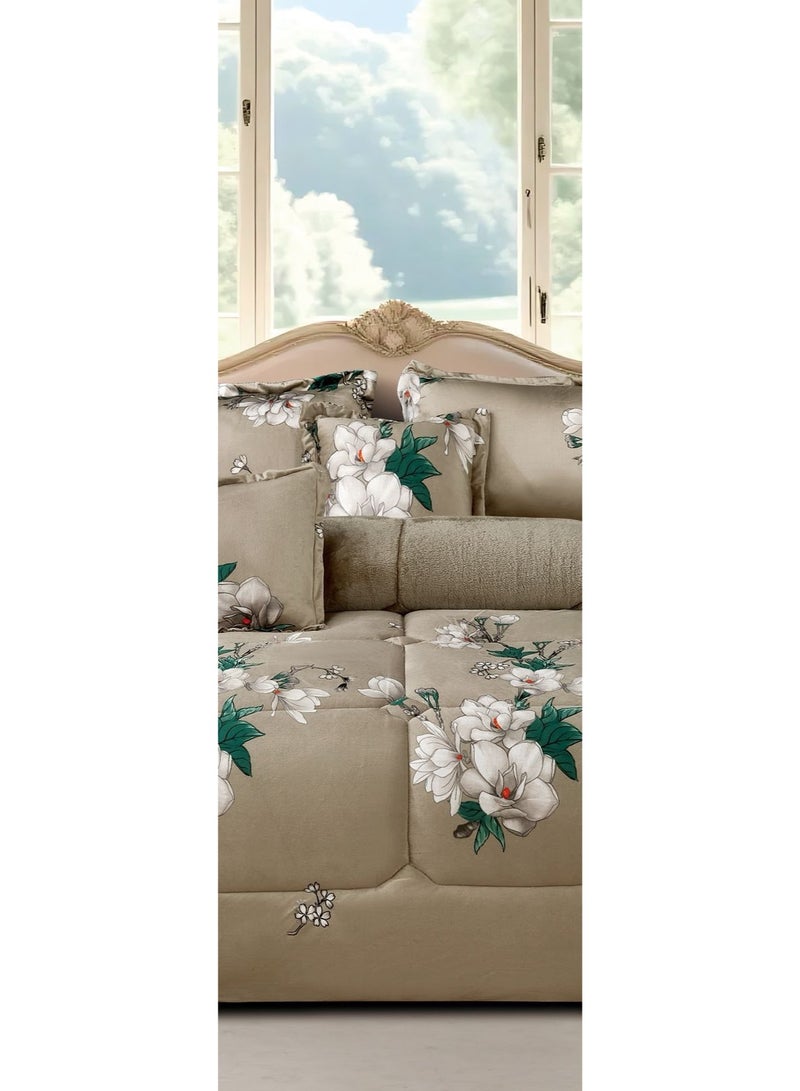 مينجلي طقم لحاف شتوي مشجر نفرين مخمل و فرو ناعم نظام 6 قطع مقاس 220*240 سم - Image 3