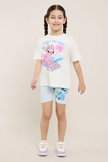 R&B Angel & Stitch Print Clothing Set