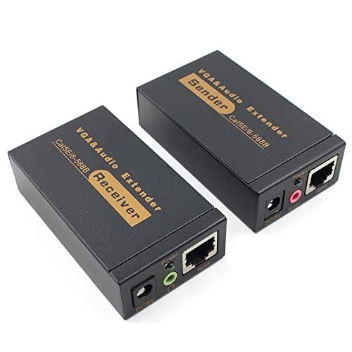 Ruhza VGA Extender Adapter, VGA Video Extenders over Cat5e/6 Ethernet Cable with Audio Support up to 100M (328ft/100m, Sender+Receiver) PACK OF 1 - Image 2
