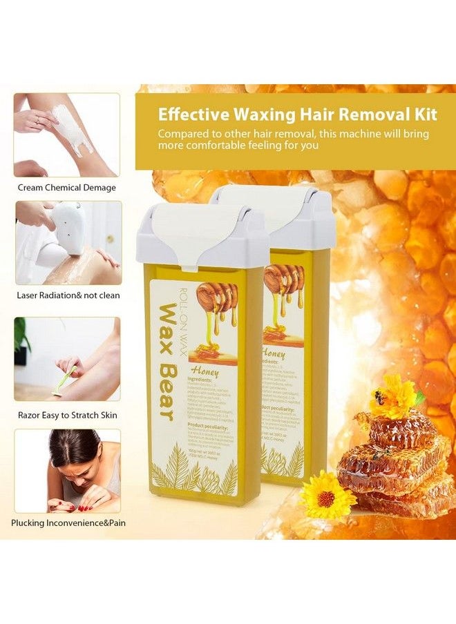 Wax Bear - Roll On Wax Kit For Hair Removalroller Wax Cartridge Depilatory Wax Heater Kit Digital Temperature Display With For Personal & Professional Use，White - Image 1