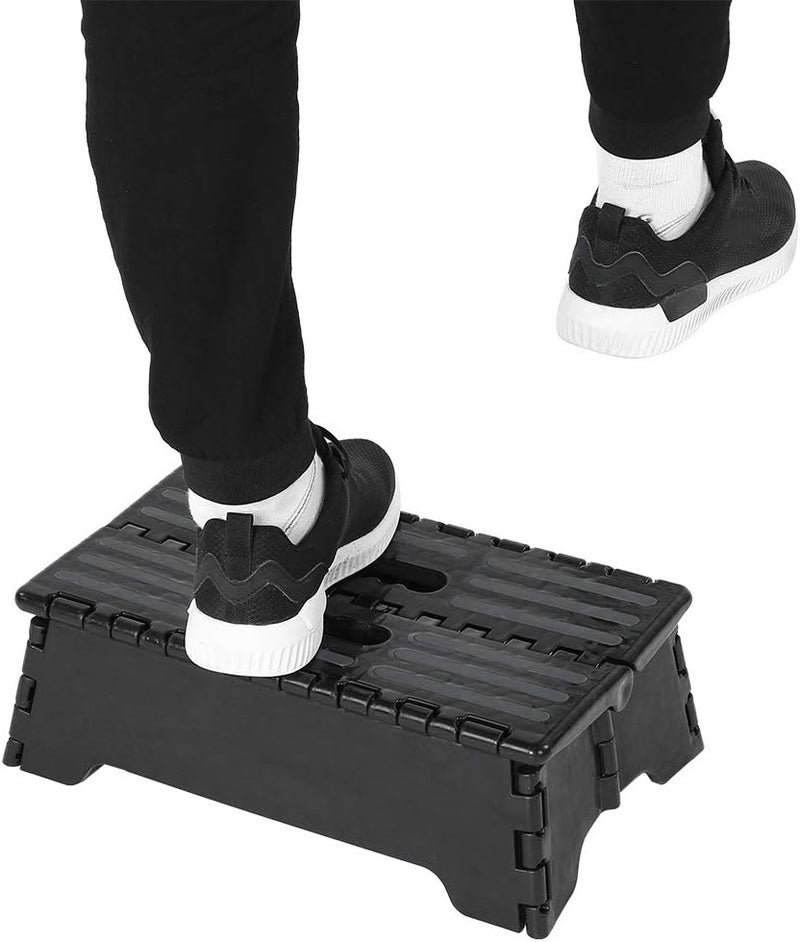 woobles Folding Step Stool, Portable Step Ladder Half Step Ladder Foot Step Stool for Elderly Pregnant Bathroom Travel Use Adults, Kitchen Garden Bathroom Stepping Stool Foldable Stool(Black) - Image 1