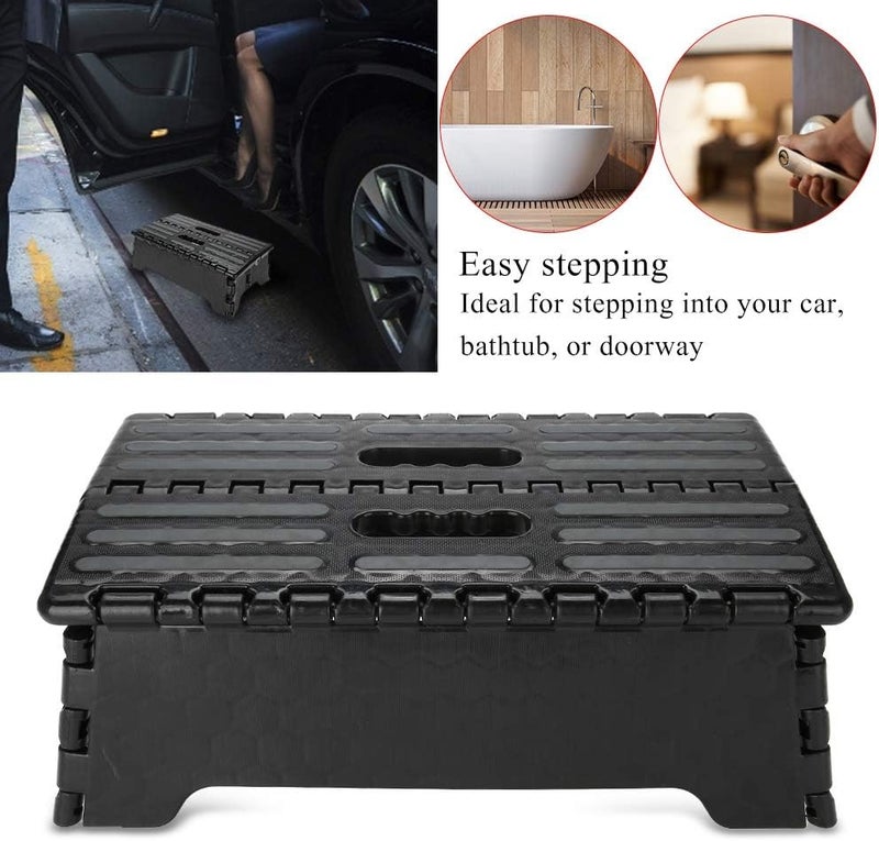 woobles Folding Step Stool, Portable Step Ladder Half Step Ladder Foot Step Stool for Elderly Pregnant Bathroom Travel Use Adults, Kitchen Garden Bathroom Stepping Stool Foldable Stool(Black) - Image 3