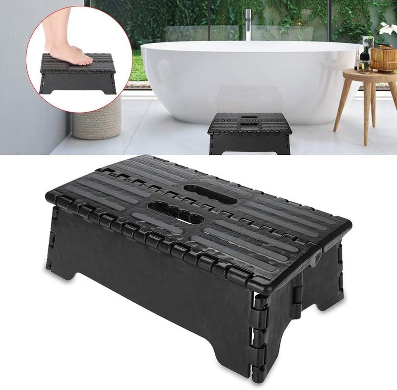 woobles Folding Step Stool, Portable Step Ladder Half Step Ladder Foot Step Stool for Elderly Pregnant Bathroom Travel Use Adults, Kitchen Garden Bathroom Stepping Stool Foldable Stool(Black) - Image 2