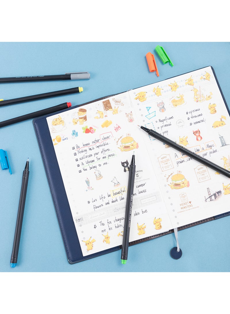 Deli Fineliner Pens 0.45 mm, Washable Ink, Triangular Ergonomic Barrel, Set of 6 Colors - Image 3