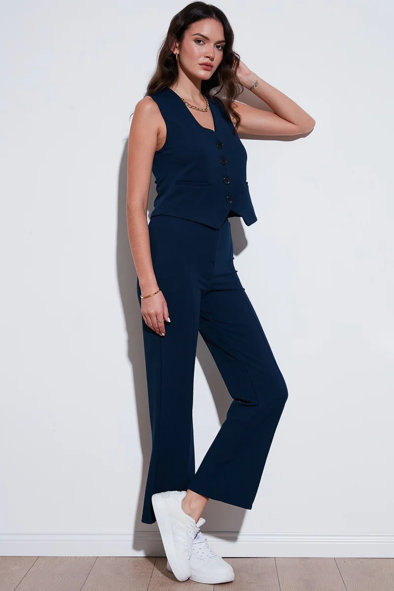Lela Standard Fit Grass High Waist Straight Leg Trousers Women's Trousers 5865972
