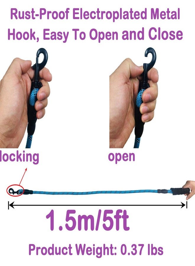 Sunglow 5 FT Strong Dog Leash with Comfortable Padded Handle and Highly Reflective Threads for Medium and Large Dogs (Blue) - Image 2