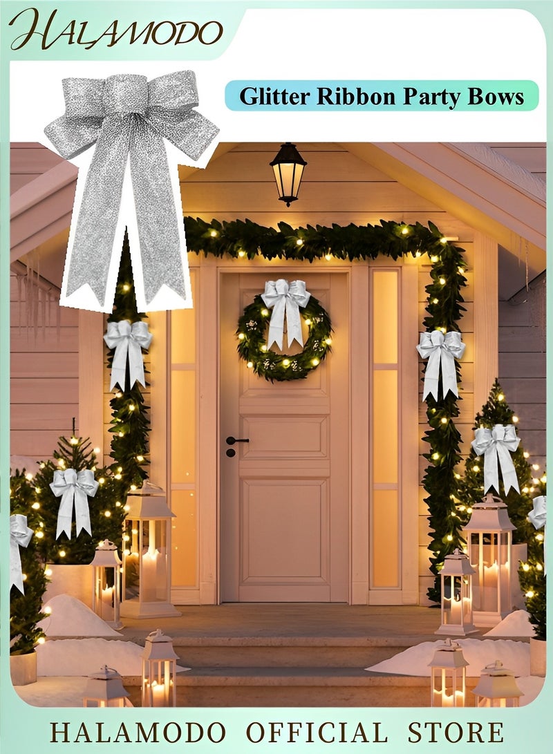 Ribbon Bows Glitter Bow Wreath Bow Wreath Ribbon Bow Ornaments Large Bows Wreath Garland Treetopper Tree Decorative Bows for Party Decoration