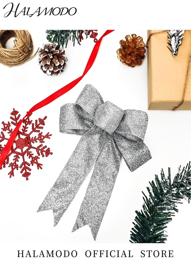 Ribbon Bows Glitter Bow Wreath Bow Wreath Ribbon Bow Ornaments Large Bows Wreath Garland Treetopper Tree Decorative Bows for Party Decoration