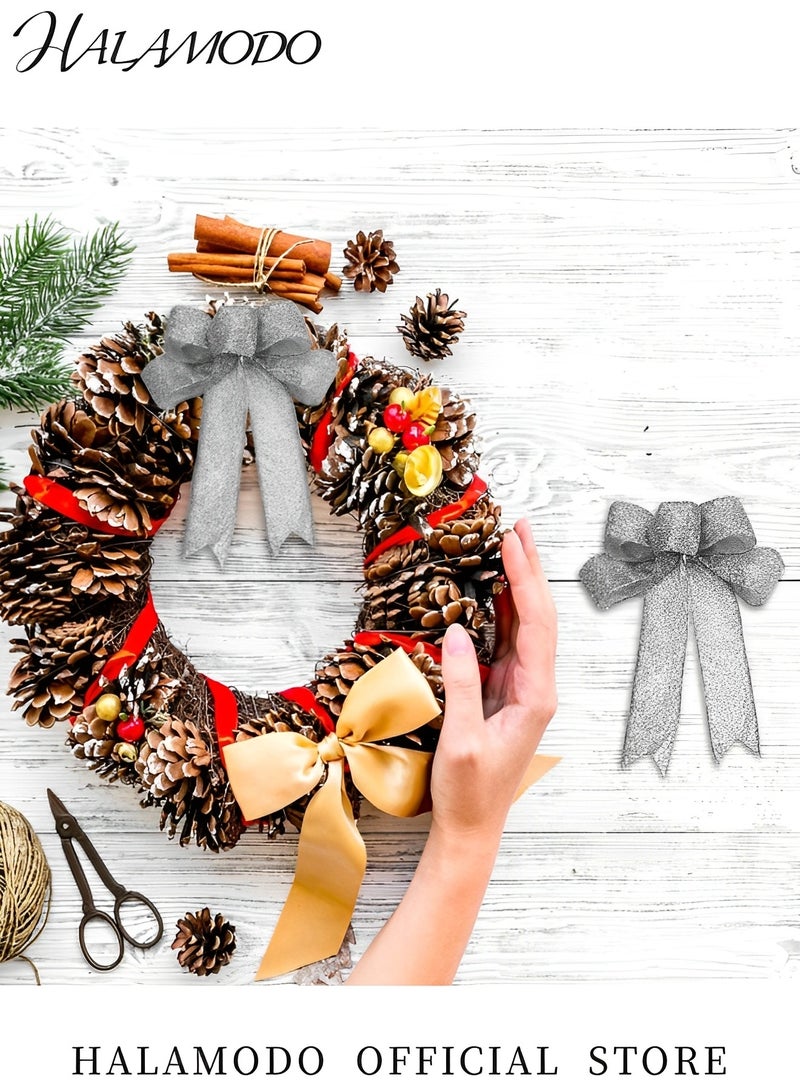 Ribbon Bows Glitter Bow Wreath Bow Wreath Ribbon Bow Ornaments Large Bows Wreath Garland Treetopper Tree Decorative Bows for Party Decoration