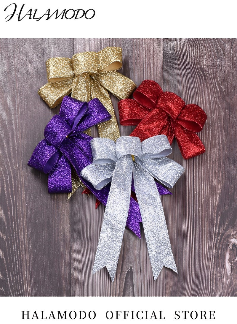 Ribbon Bows Glitter Bow Wreath Bow Wreath Ribbon Bow Ornaments Large Bows Wreath Garland Treetopper Tree Decorative Bows for Party Decoration