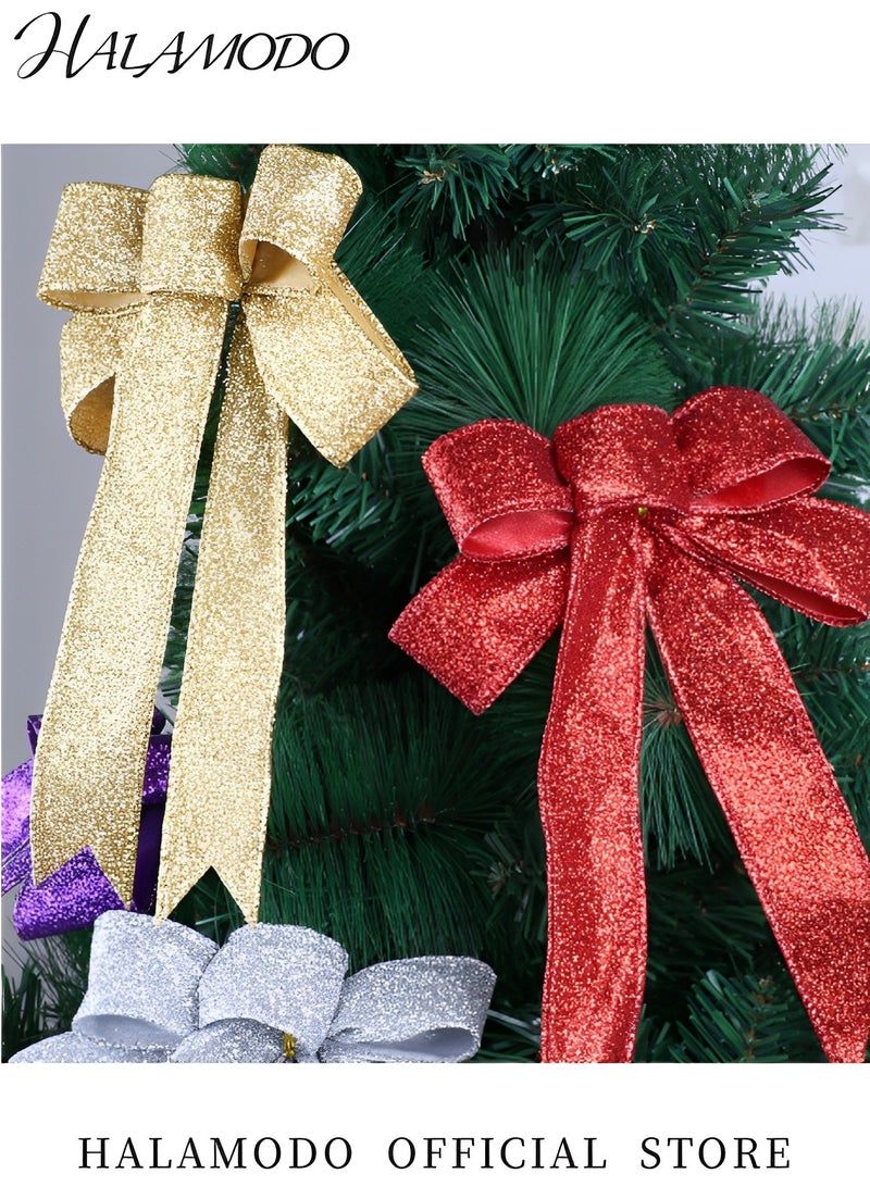 Ribbon Bows Glitter Bow Wreath Bow Wreath Ribbon Bow Ornaments Large Bows Wreath Garland Treetopper Tree Decorative Bows for Party Decoration