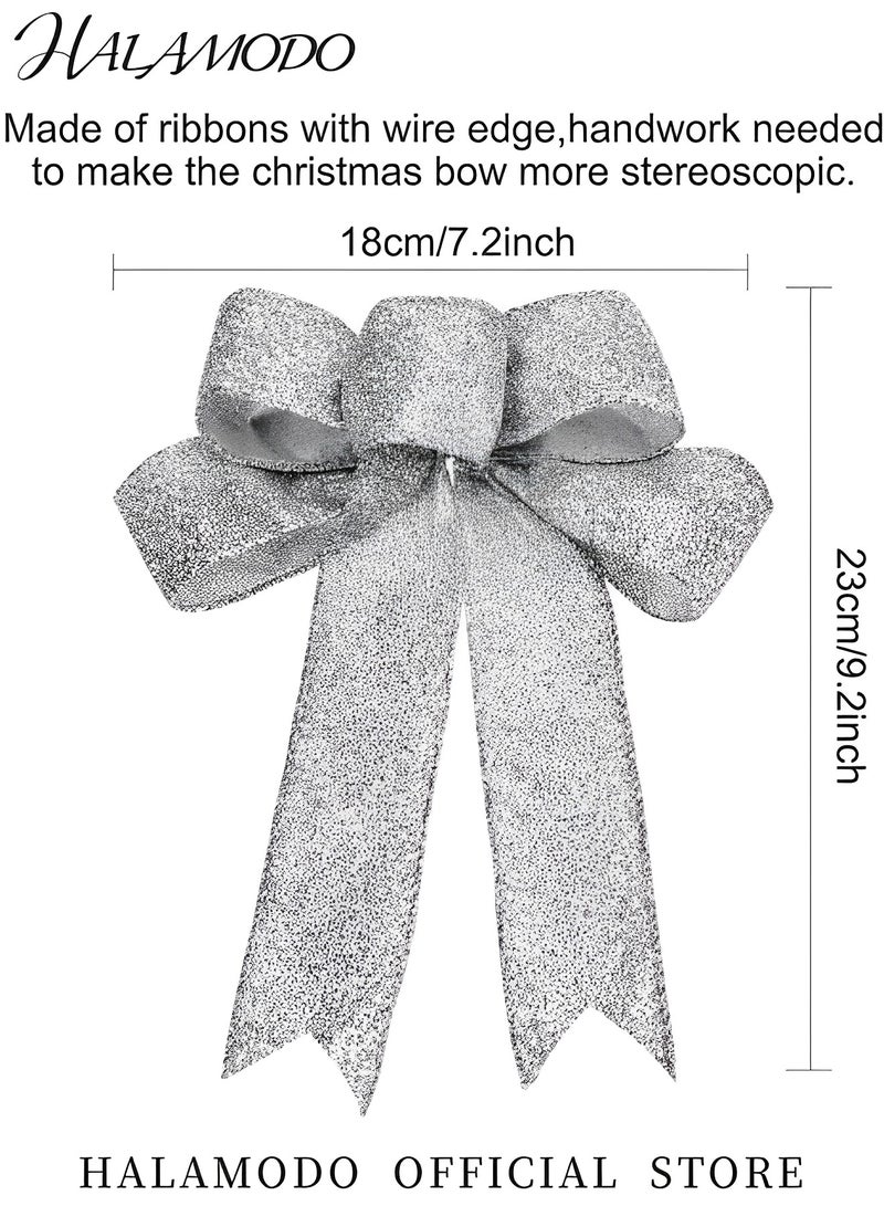 Ribbon Bows Glitter Bow Wreath Bow Wreath Ribbon Bow Ornaments Large Bows Wreath Garland Treetopper Tree Decorative Bows for Party Decoration