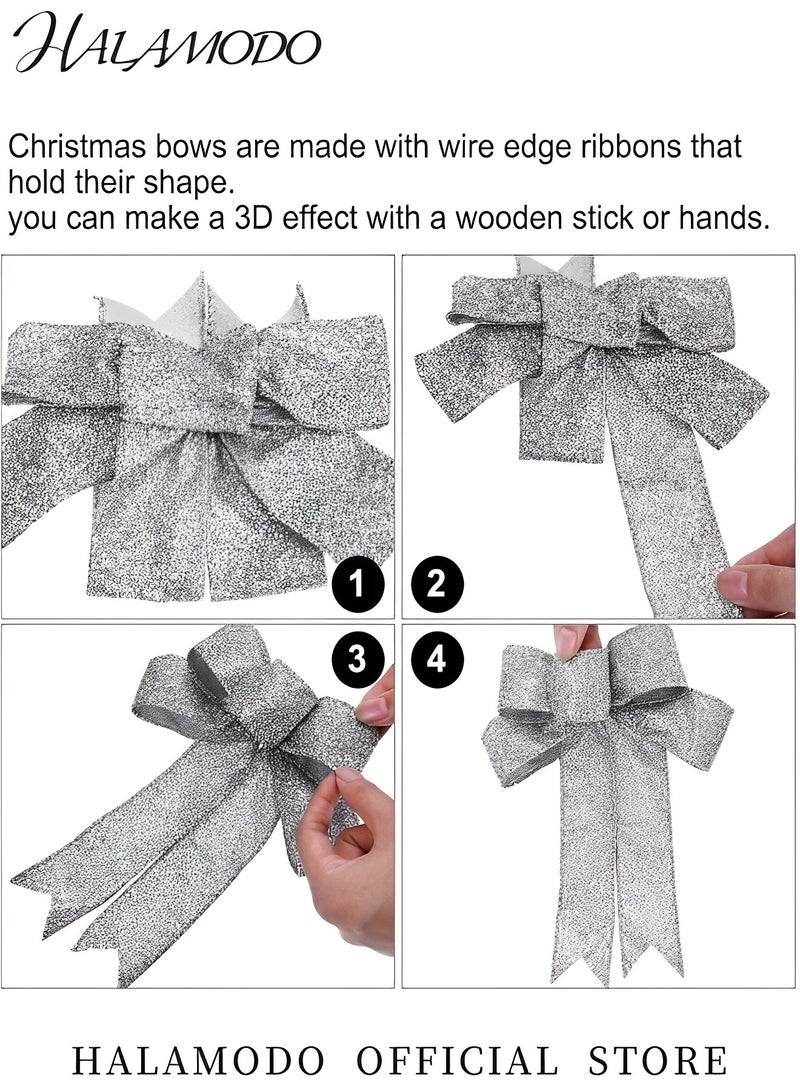 Ribbon Bows Glitter Bow Wreath Bow Wreath Ribbon Bow Ornaments Large Bows Wreath Garland Treetopper Tree Decorative Bows for Party Decoration