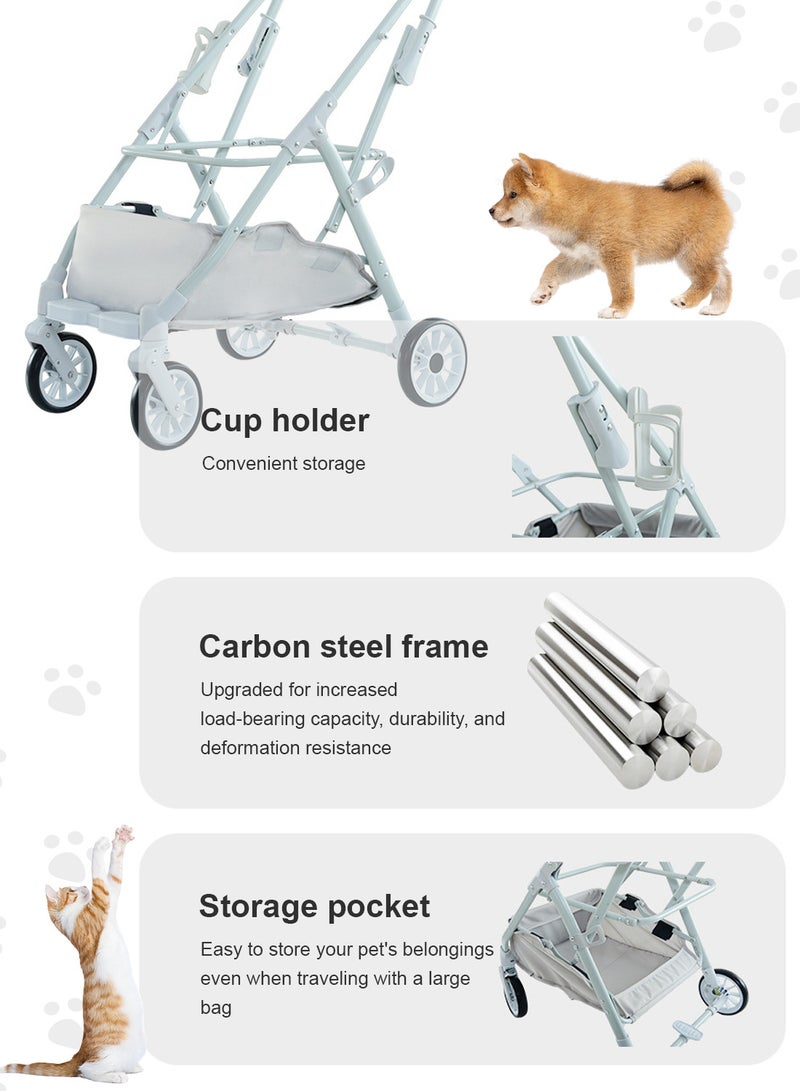 كيدل قابلة للطي عربة الحيوانات الأليفة قابلة للفصل حقيبة الحيوانات الأليفة المحمولة عربة الكلب مع سلة التخزين للكلاب الصغيرة / المتوسطة القطط ﻿ ﻿ - Image 5