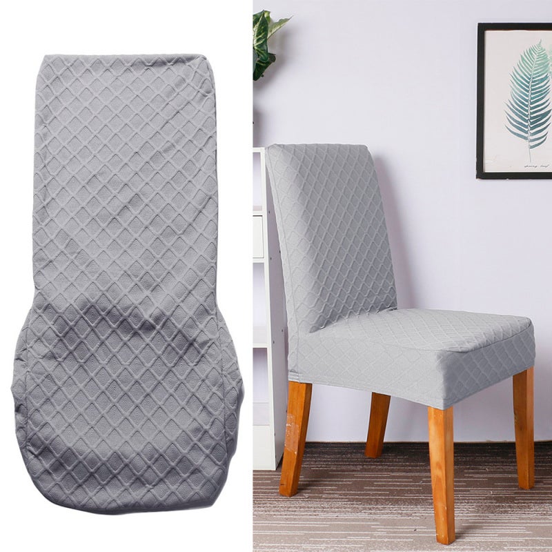 Stretchy Fabric Dining Chair Covers - Anti-Slip Elastic Hem Elegant Embossed Flower Pattern for Dining Room Hotel Meeting - Image 1