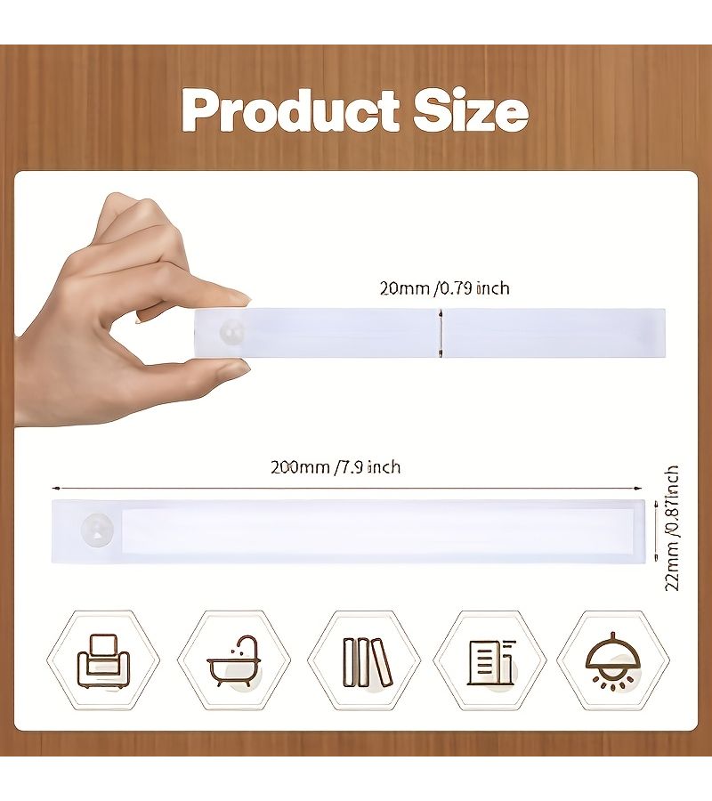 4 قطع من أشرطة إضاءة LED USB بطول 20 سم قابلة للتعديل، لون أبيض دافئ محايد، تركيب مغناطيسي - Image 3