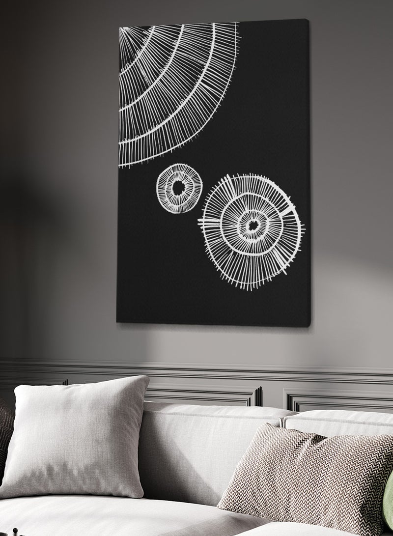 LOWHA Framed Canvas Wall Art Stretched Over Wooden Frame with Circles  Painting - Image 1