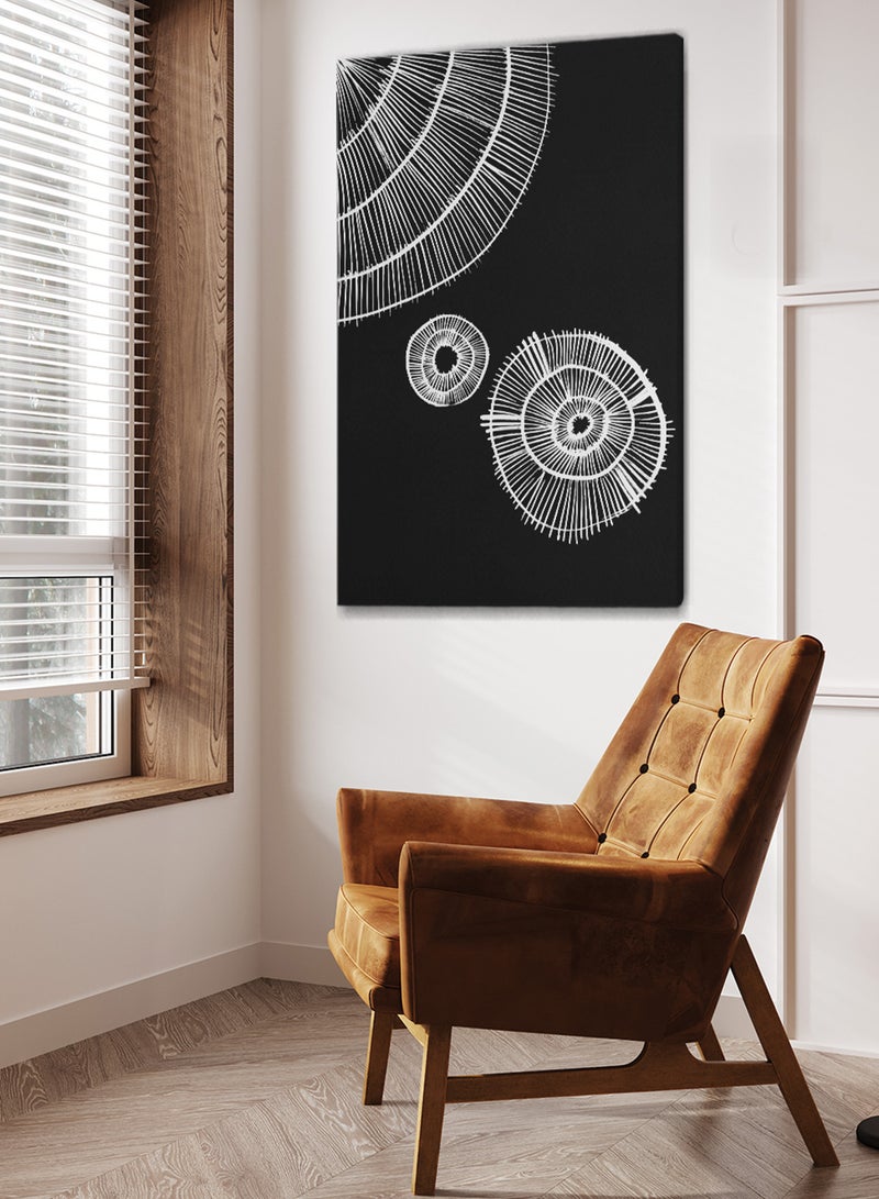 LOWHA Framed Canvas Wall Art Stretched Over Wooden Frame with Circles  Painting - Image 3