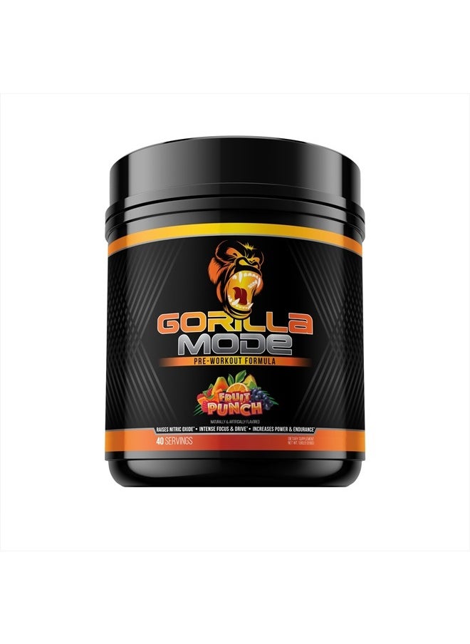 Gorilla Mind - Gorilla Mode Pre Workout - Massive Pumps · Laser Focus · Energy · Power - L-Citrulline, Creatine, L-Tyrosine, Betaine, Hydroprime®, Alpha-GPC, 400mg Caffeine, Huperzine A - 816g (Fruit Punch) - Image 1