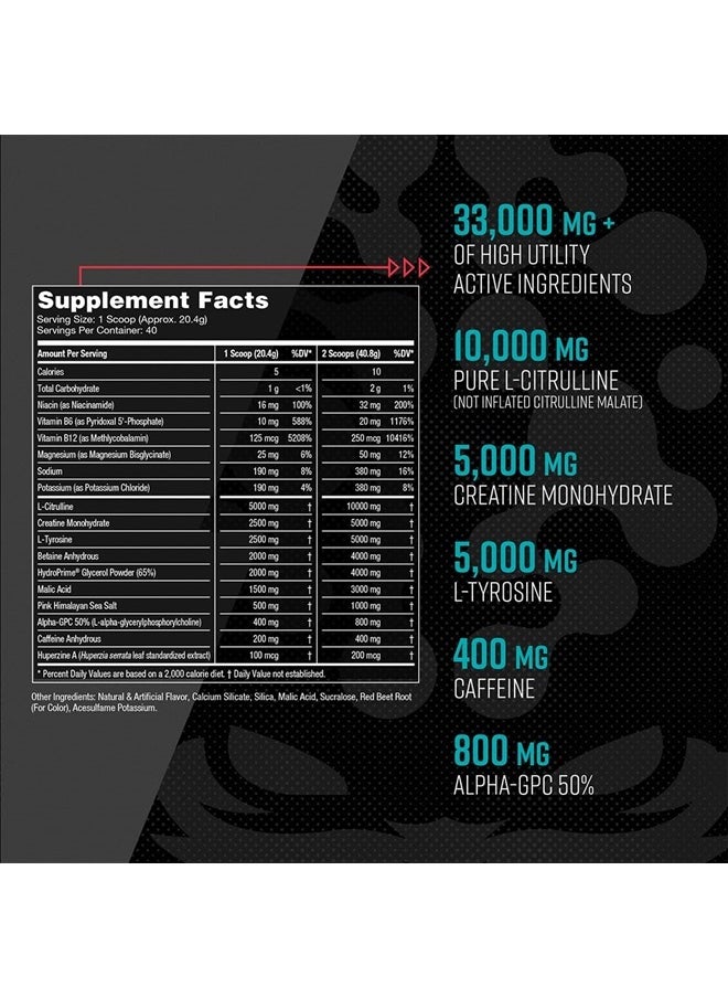 Gorilla Mind - Gorilla Mode Pre Workout - Massive Pumps · Laser Focus · Energy · Power - L-Citrulline, Creatine, L-Tyrosine, Betaine, Hydroprime®, Alpha-GPC, 400mg Caffeine, Huperzine A - 816g (Fruit Punch) - Image 1