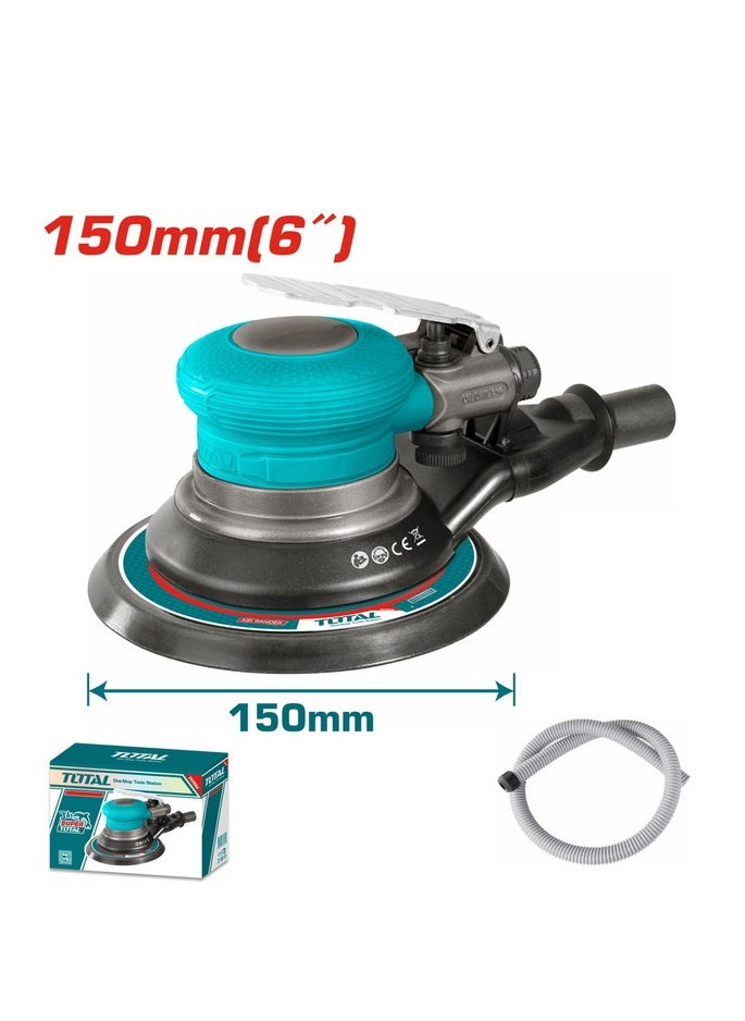 TOTAL Total 150MM (6") Air Sander – High-Speed Pneumatic Orbital Sander for Woodworking, Auto Body, Furniture & Metal Sanding – 10500 RPM with Multiple Air Connectors (EU/USA/Nitto/Italy)  - Image 1