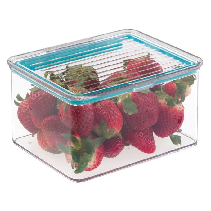 PLASTIC BPAFREE PANTRY FOOD STORAGE ORGANIZER BIN WITH AIRTIGHT HINGED LID 15 QUART CONTAINER FOR KITCHEN FRIDGE FREEZER CABINET 55 X 66 X 37 CLEAR