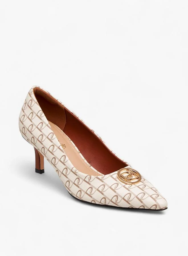 Paprika Printed Slip-On Shoes with Kitten Heels